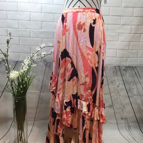 NWT Free People Floral Maxi Skirt Pink